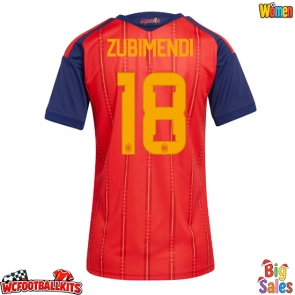 Spain Martin Zubimendi #18 Replica Home Stadium Shirt for Women World Cup 2026 Short Sleeve